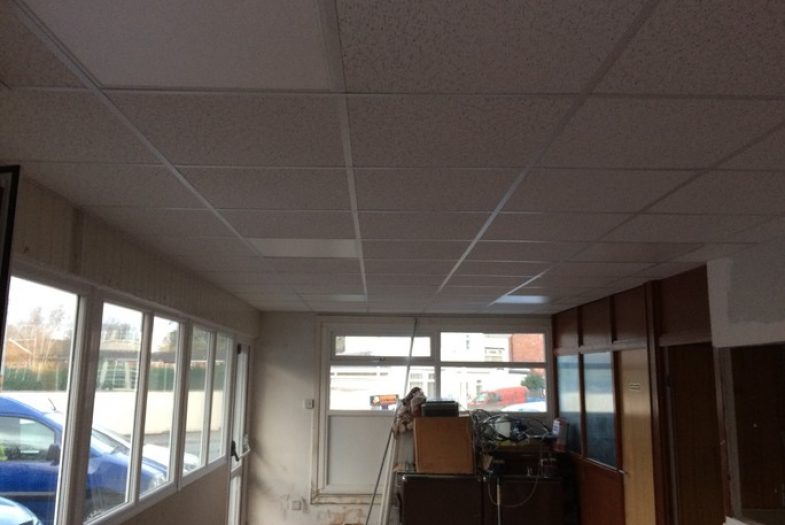 office suspended ceiling and tiles installed